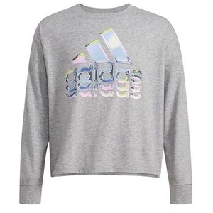 Adidas NWT Girls Long Sleeve T-Shirt Grey Heather Size Medium 10 / 12
